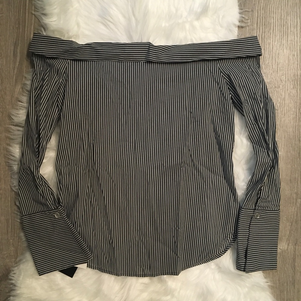 by & by striped off shoulder blouse - Picture 2 of 6
